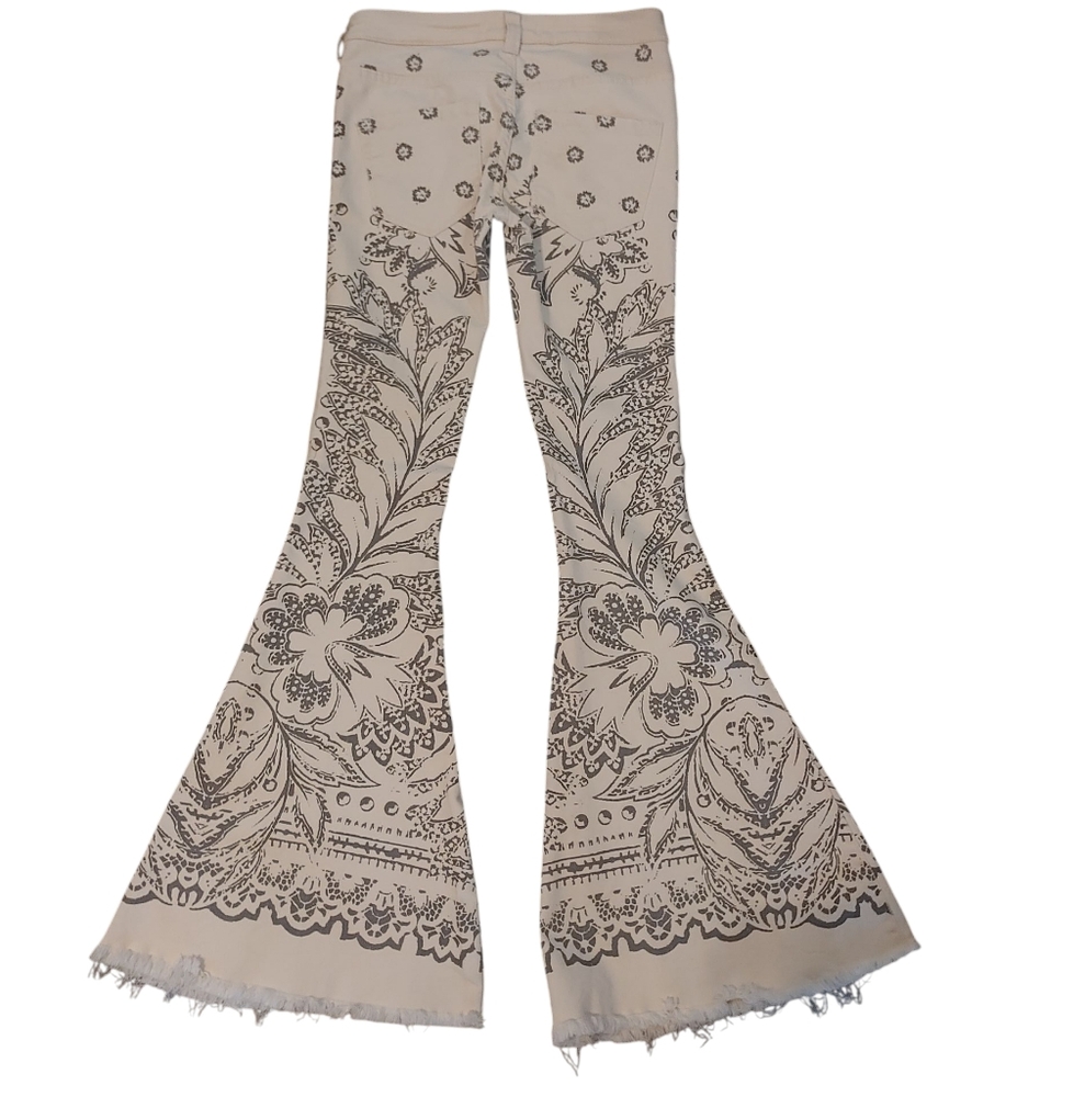 Free People Cream and Black Flare Pants - Picture 9 of 12